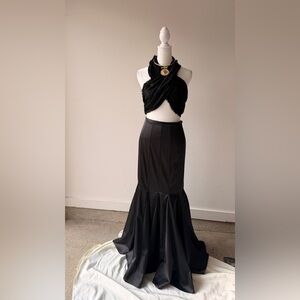 Vintage Cache Black Fishtail Maxi Skirt